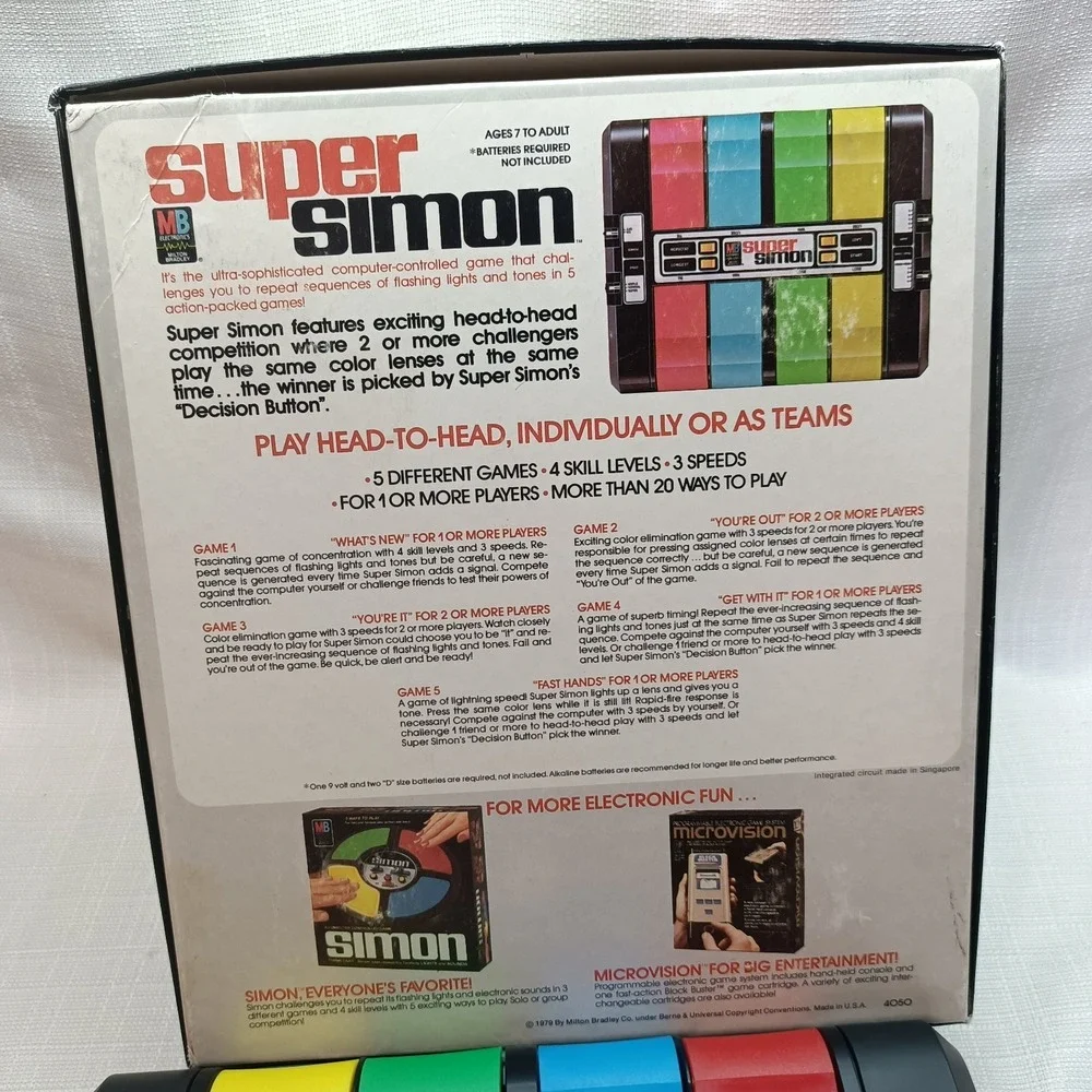 Milton Bradley Super Simon Game 1979 Retro Vtg For Parts‎ Only Box Manual READ
